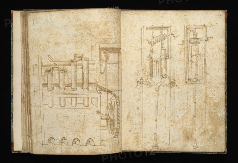 Edificij et machine, Martini, Francesco di Giorgio, 1439-1501, brown ink and wash, ca. 1475-ca. 1480