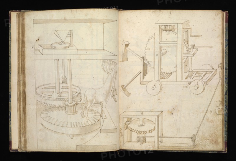 Edificij et machine, Martini, Francesco di Giorgio, 1439-1501, brown ink and wash, ca. 1475-ca. 1480