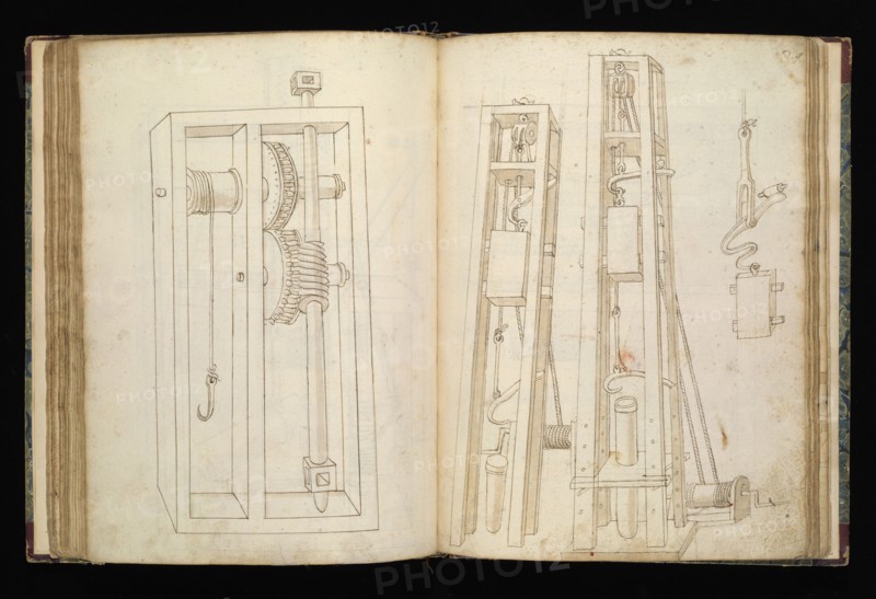 Edificij et machine, Martini, Francesco di Giorgio, 1439-1501, brown ink and wash, ca. 1475-ca. 1480