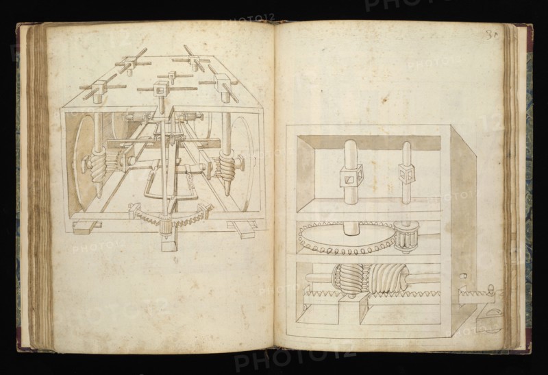 Edificij et machine, Martini, Francesco di Giorgio, 1439-1501, brown ink and wash, ca. 1475-ca. 1480