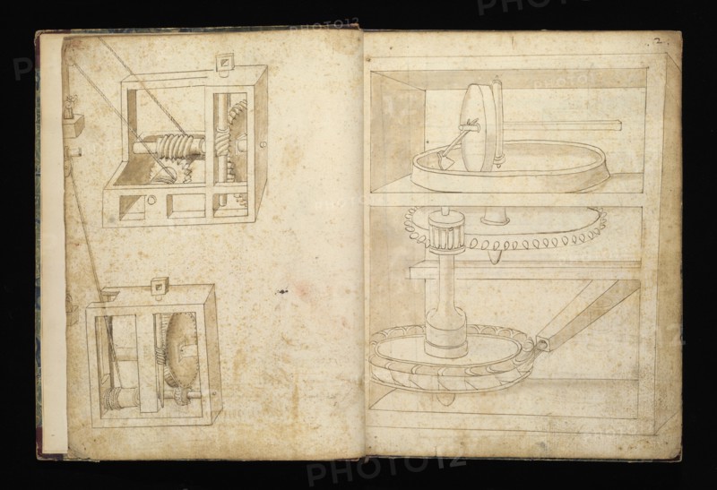 Edificij et machine, Martini, Francesco di Giorgio, 1439-1501, brown ink and wash, ca. 1475-ca. 1480