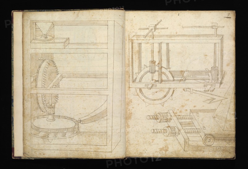 Edificij et machine, Martini, Francesco di Giorgio, 1439-1501, brown ink and wash, ca. 1475-ca. 1480