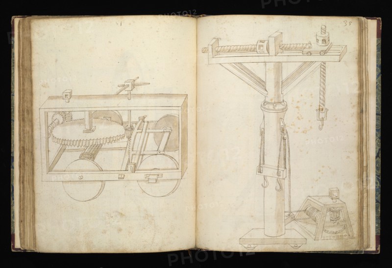 Edificij et machine, Martini, Francesco di Giorgio, 1439-1501, brown ink and wash, ca. 1475-ca. 1480