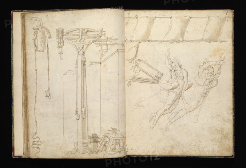 Edificij et machine, Martini, Francesco di Giorgio, 1439-1501, brown ink and wash, ca. 1475-ca. 1480