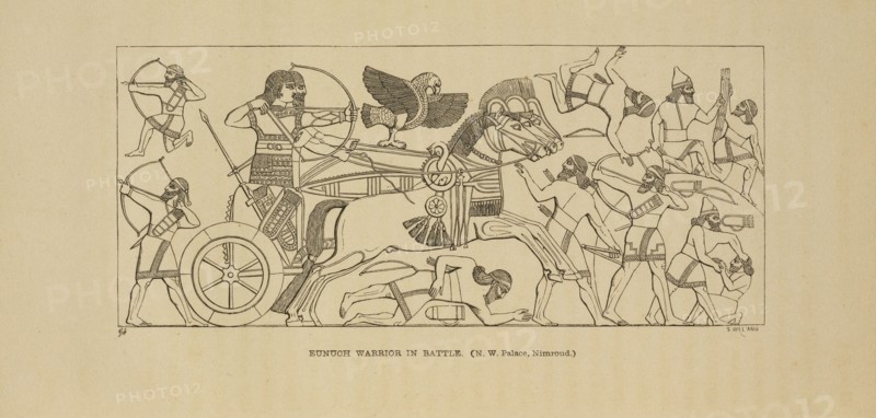 Eunuch warrior in battle, Nineveh and its remains, with an account of a visit to the Chaldaean Christians of Kurdistan