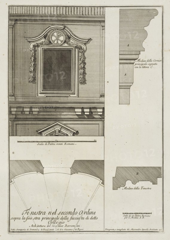 Finestra nel secondo ordine sopra la finestra principale della facciata di detto Collegio, Stvdio d'architettvra civile sopra