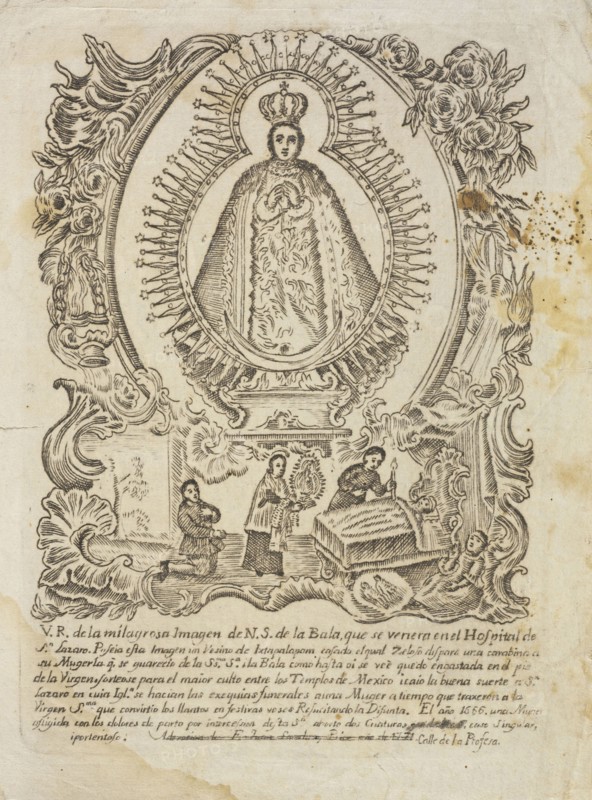 Ex Voto, Nuestra Señora de la Bala, Collection of Mexican religious engravings, 1700-1830, Calle de la Profesa
