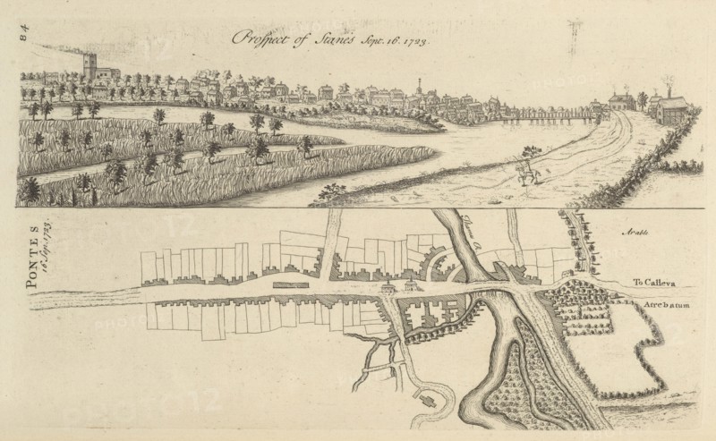 Prospect of Stanes Sept. 16. 1723, Itinerarium curiosum or, An account of the antiquities, and remarkable curiosities in nature