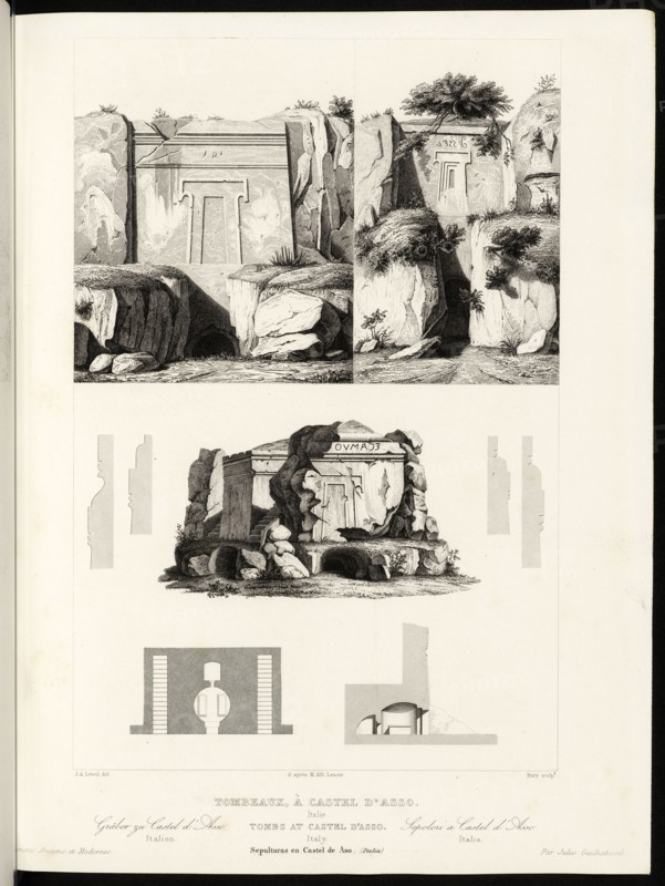 Italie, Tombeaux à Castel-D'Asso, Italie, Monuments anciens et modernes: collection formant une histoire de l'architecture