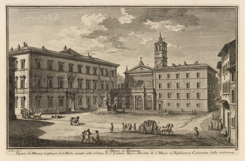 S. Maria in Trastevere, Delle magnificenze di Roma antica e moderna, Vasi, Giuseppe, 1710-1782, Engraving, 1747-1761, plate 60