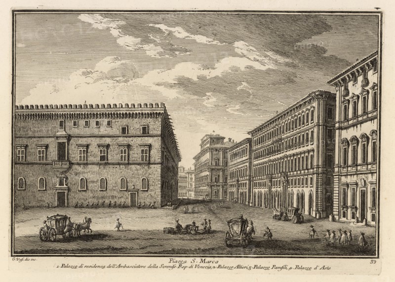 Piazza S. Marco, Delle magnificenze di Roma antica e moderna, Vasi, Giuseppe, 1710-1782, Engraving, 1747-1761, plate 39, volume