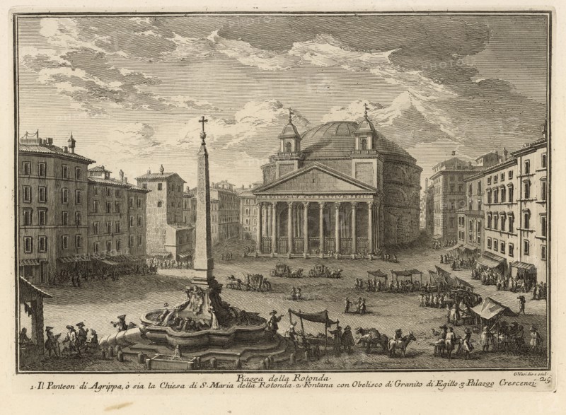 Piazza della Rotonda, Delle magnificenze di Roma antica e moderna, Vasi, Giuseppe, 1710-1782, Engraving, 1747-1761, plate 25