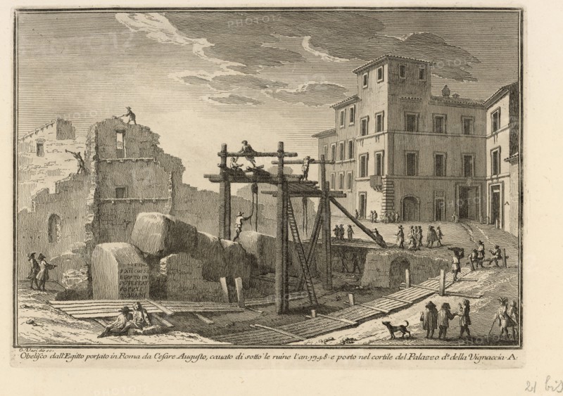 Obelisco dall'Egitto portato in Roma da Cesare Augusto, Delle magnificenze di Roma antica e moderna, Vasi, Giuseppe, 1710-1782