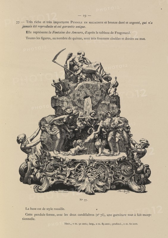 Pendule en Malachite et bronze doré et argenté, Palais de San Donato: catalogue des objets d'art et d'ameublement, tableaux