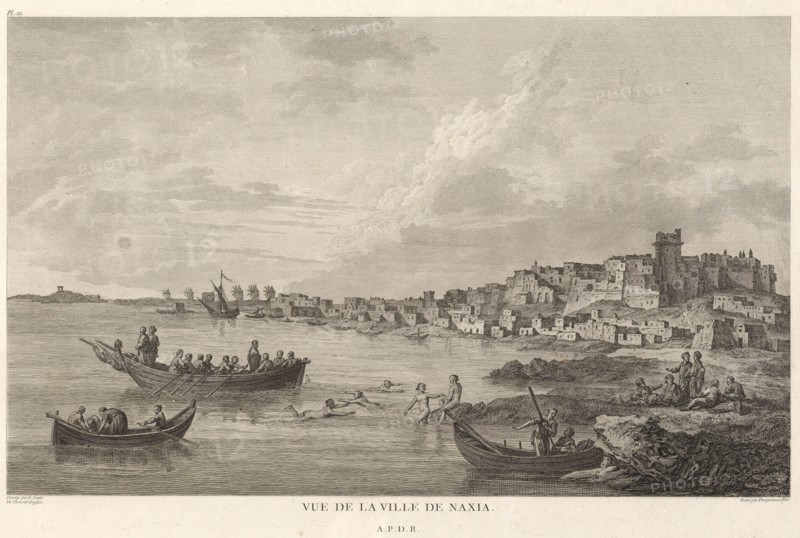 Vue de la Ville de Naxia, Voyage Pittoresque de la Grece, Barbié du Bocage, Jean Denis, 1760-1825, Choiseul-Gouffier, Marie