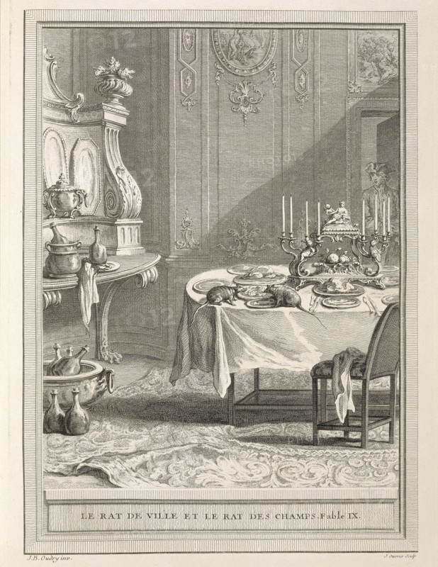 The City Rat and the Country Rat, Fables choisies, mises en vers, La Fontaine, Jean de, 1621-1695, Oudry, Jean-Baptiste, 1686