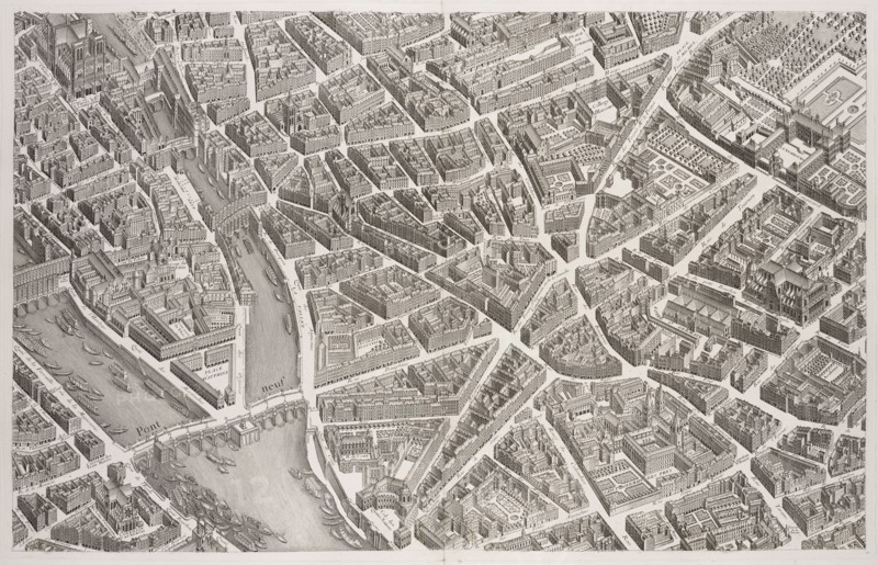 View of the Pont Neuf and Left Bank, 1739, Plan de Paris: commencé l'année 1734, dessiné et gravé sous les ordres de messire
