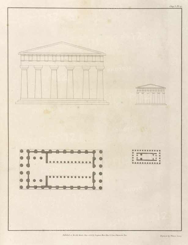 Plan and Elevation Restored of the Temple of Jupiter, The Antiquities of Magna Graecia, Longman, Hurst, Orme, and Rees, Watts
