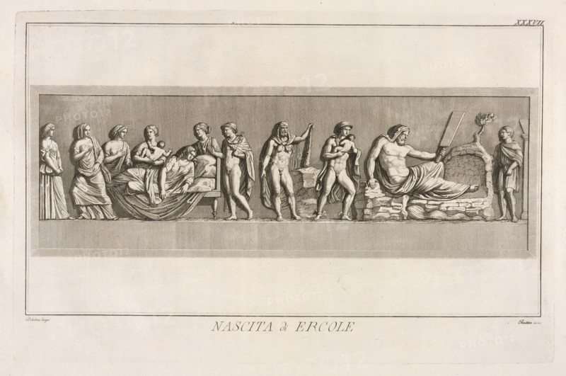 Nascita di Ercole, Il museo Pio-Clementino, Visconti, Ennio Quirino, 1751-1818, Visconti, Giovanni Battista, d. 1722, Engraving
