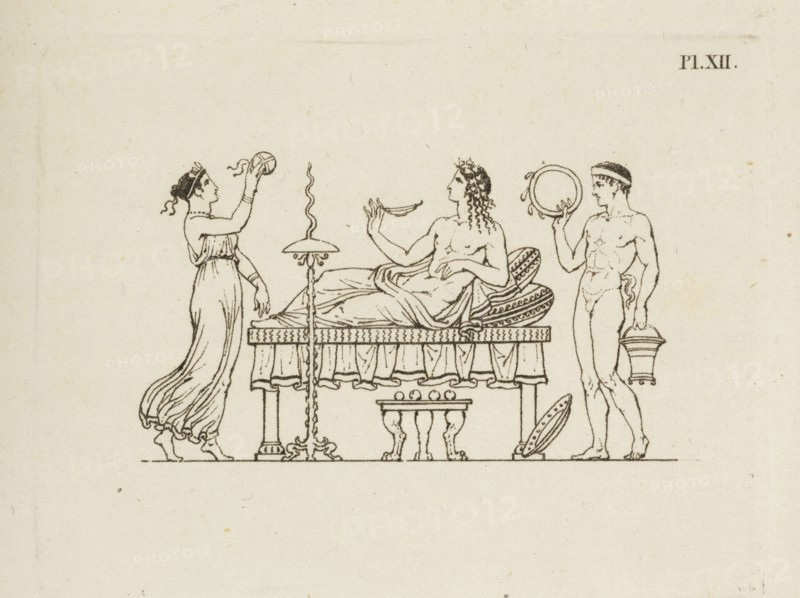 Pl. XII. A collection of antique vases, altars, paterae, tripods, candelabra, sarcophagi, andc. from various museums