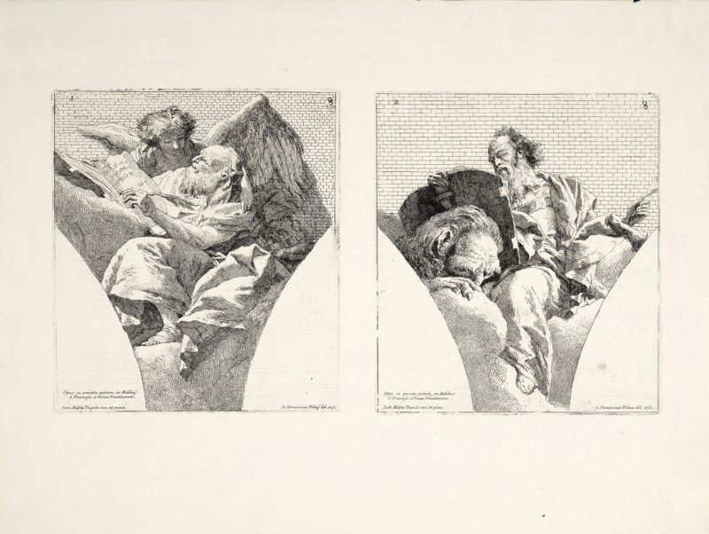 Plates 1-2, Four Evangelists, Tiepolo, Giovanni Battista, 1696-1770, Tiepolo, Giovanni Domenico, 1726?-1804, Etching, ca. 1743