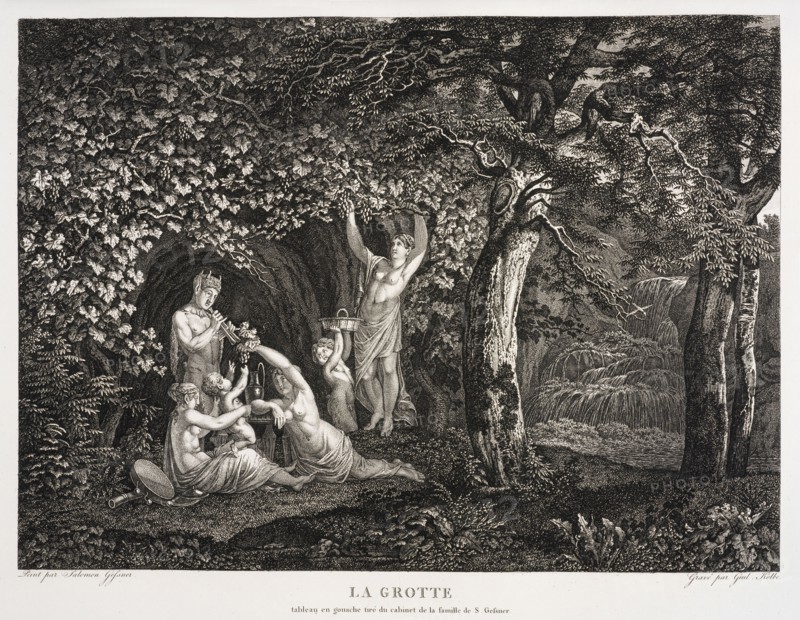 La Grotte, Collection des tableaux en gouache et des dessins de Salomon Gessner, Gessner, Salomon, 1730-1788, Kolbe, Carl