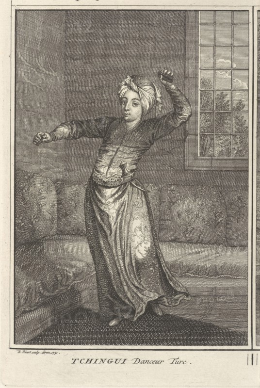 A Turkish Dancer, Ceremonies et coutumes religieuses de tous les peuples du monde, Picart, Bernard, 1673-1733, Engraving, 1723