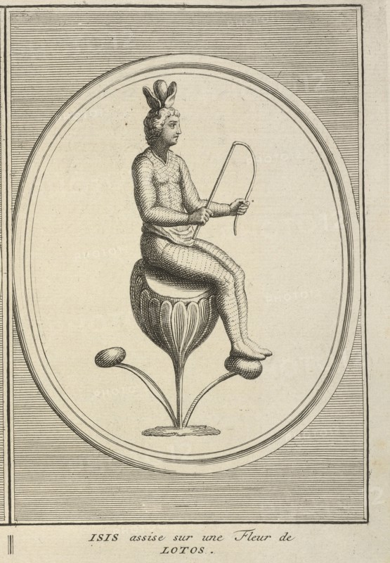 Isis Seated on a Lotus Flower, Ceremonies et coutumes religieuses de tous les peuples du monde, Picart, Bernard, 1673-1733
