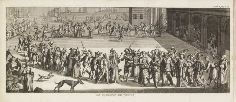 Le carnaval de Venise, Les delices de l'Italie, Rogissart, Alexandre de, Etching, engraving, 1707