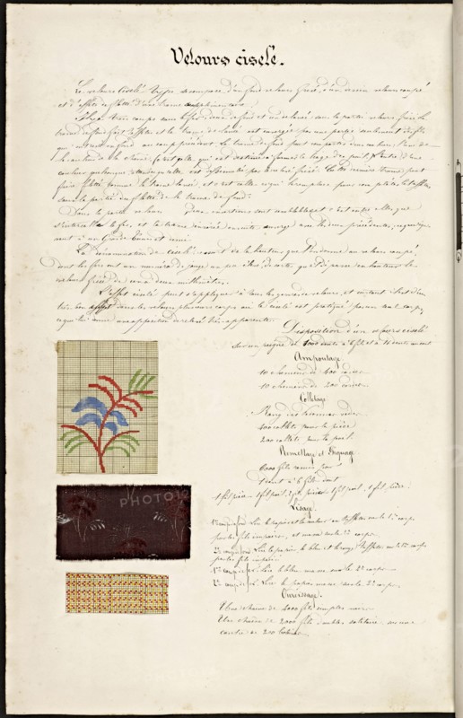 French textile manuscript, ca. 1820, This manuscript, an instruction manual for a school associated with a manufactory