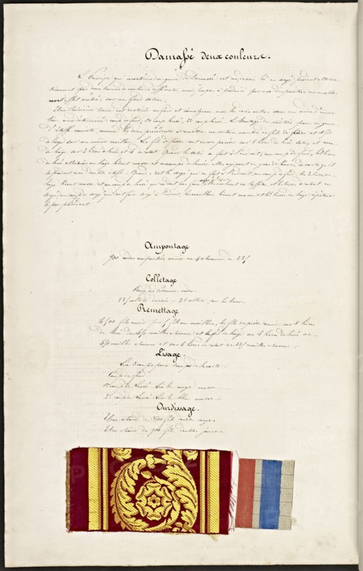 French textile manuscript, ca. 1820, This manuscript, an instruction manual for a school associated with a manufactory