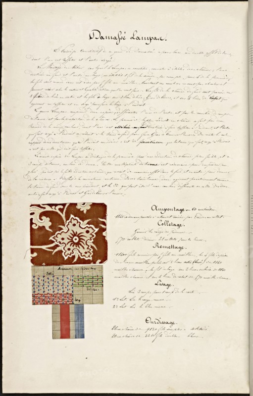 French textile manuscript, ca. 1820, This manuscript, an instruction manual for a school associated with a manufactory