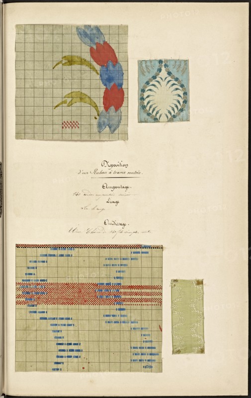French textile manuscript, ca. 1820, This manuscript, an instruction manual for a school associated with a manufactory
