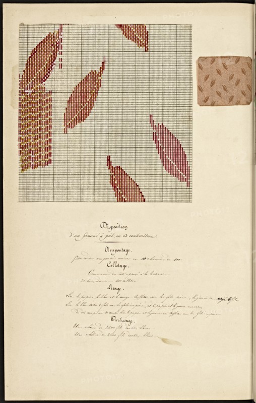 French textile manuscript, ca. 1820, This manuscript, an instruction manual for a school associated with a manufactory