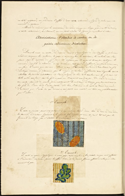 French textile manuscript, ca. 1820, ca. 1820, an instruction manual for a school associated with a manufactory