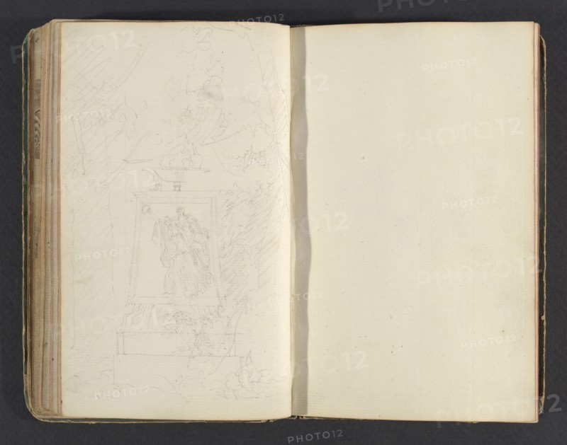 Sketchbook, Percier, Charles, 1764-1838, pencil, ink, wash, 1790, The sketchbook, attributed to the architect Charles Percier