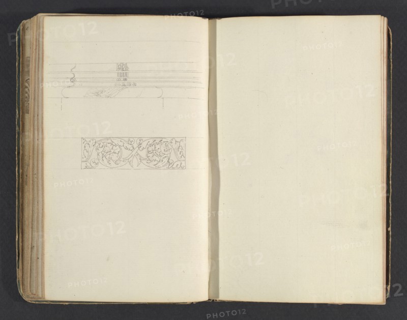 Sketchbook, Percier, Charles, 1764-1838, pencil, ink, wash, 1790, The sketchbook, attributed to the architect Charles Percier