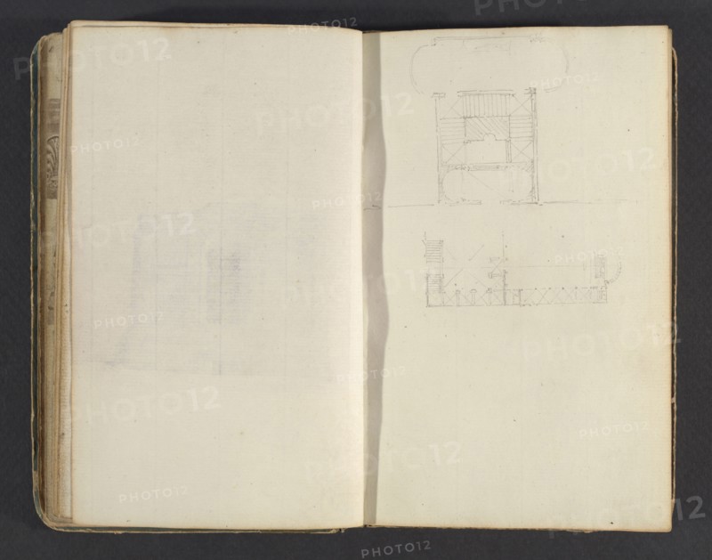 Sketchbook, Percier, Charles, 1764-1838, pencil, ink, wash, 1790, The sketchbook, attributed to the architect Charles Percier