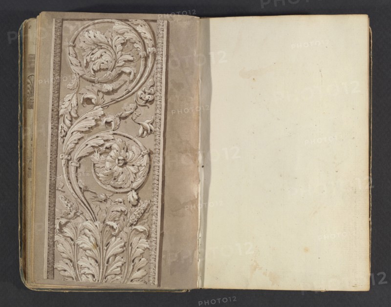 Sketchbook, Percier, Charles, 1764-1838, pencil, ink, wash, 1790, The sketchbook, attributed to the architect Charles Percier