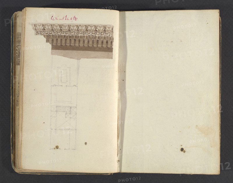 Sketchbook, Percier, Charles, 1764-1838, pencil, ink, wash, 1790, The sketchbook, attributed to the architect Charles Percier
