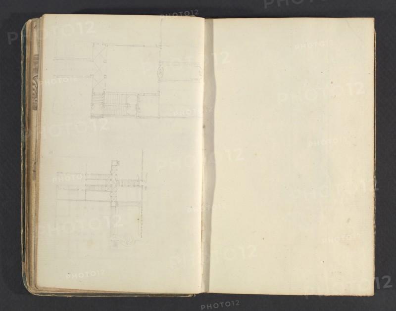Sketchbook, Percier, Charles, 1764-1838, pencil, ink, wash, 1790, The sketchbook, attributed to the architect Charles Percier