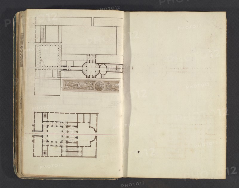 Sketchbook, Percier, Charles, 1764-1838, pencil, ink, wash, 1790, The sketchbook, attributed to the architect Charles Percier