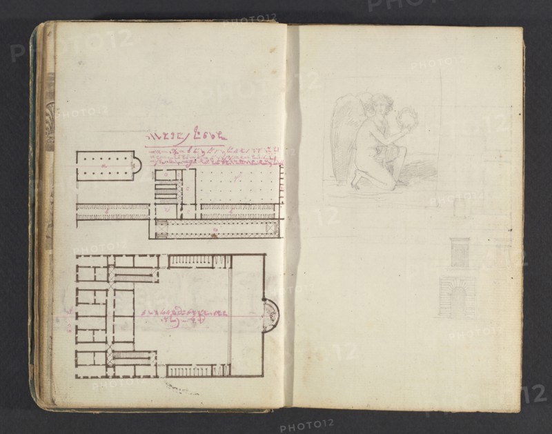 Sketchbook, Percier, Charles, 1764-1838, pencil, ink, wash, 1790, The sketchbook, attributed to the architect Charles Percier