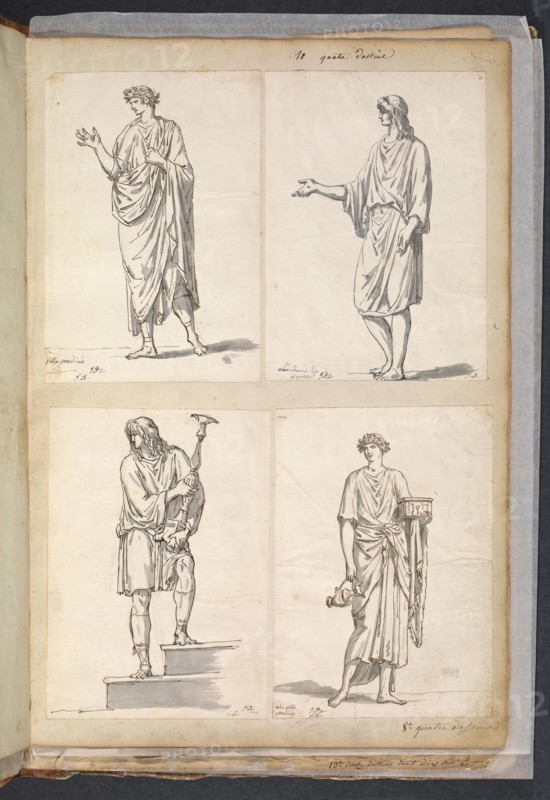 Album 11, David, Jacques-Louis, 1748-1825, pencil, charcoal, ink and wash, 1775-1785