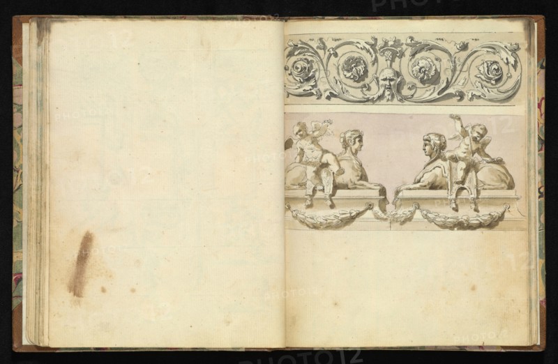 Sketchbook of ornamental and decorative designs, 18th century, pencil, pen, and wash drawings, Late 18th century, The sketchbook