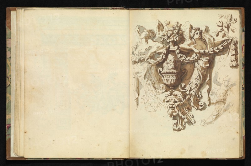 Sketchbook of ornamental and decorative designs, 18th century, pencil, pen, and wash drawings, Late 18th century, The sketchbook