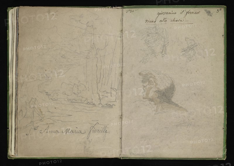 Roman sketchbook, Gauffier, Louis, 1761-1801, pencil, pen and black and brown ink, grey and brown wash, and black and white