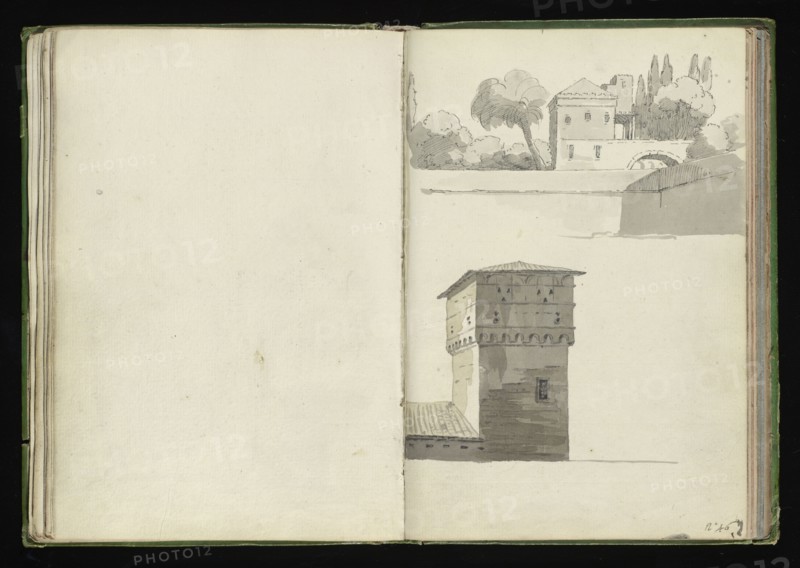 Roman sketchbook, Gauffier, Louis, 1761-1801, pencil, pen and black and brown ink, grey and brown wash, and black and white