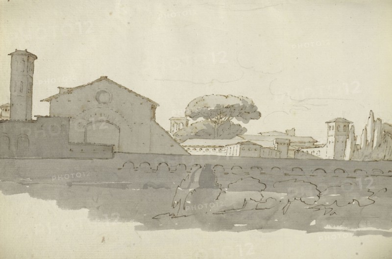 Roman sketchbook, Gauffier, Louis, 1761-1801, pencil, pen and black and brown ink, grey and brown wash, and black and white