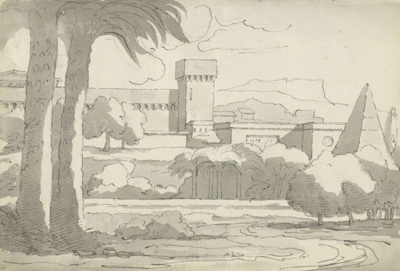 Roman sketchbook, Gauffier, Louis, 1761-1801, pencil, pen and black and brown ink, grey and brown wash, and black and white